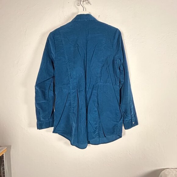 J. Jill Womens Blue Corduroy Button-Up Tunic Top Shirt Small Long Sleeve Casual - Picture 2 of 9